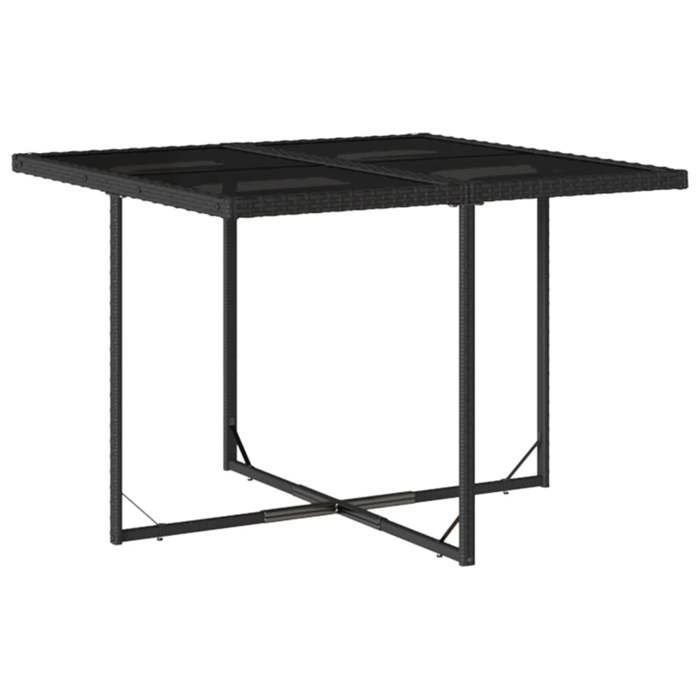 Conjunto de muebles de jardín - Juego de comedor de jardín de 5 piezas con cojines, resina de mimbre negro - Mesa + 4 sillas de jardín (968113)DLEB