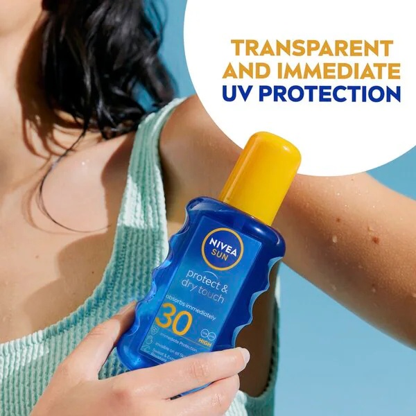 NIVEA Sun Protect & Dry Touch prozoren sprej za sončenje SPF30 200 ml