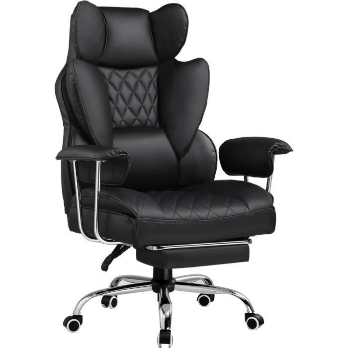 Silla gaming, silla de oficina ergonómica con soporte lumbar de muelles ensacados, color negro.