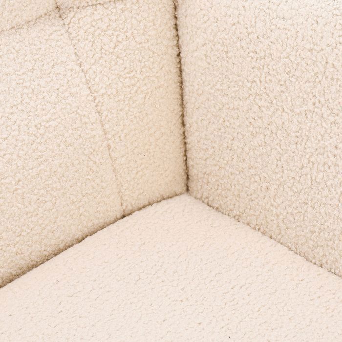 Schommelstoel met armleuningen, massief houten poten, voor de woonkamer of slaapkamer, bekleed met lamsvacht, beige