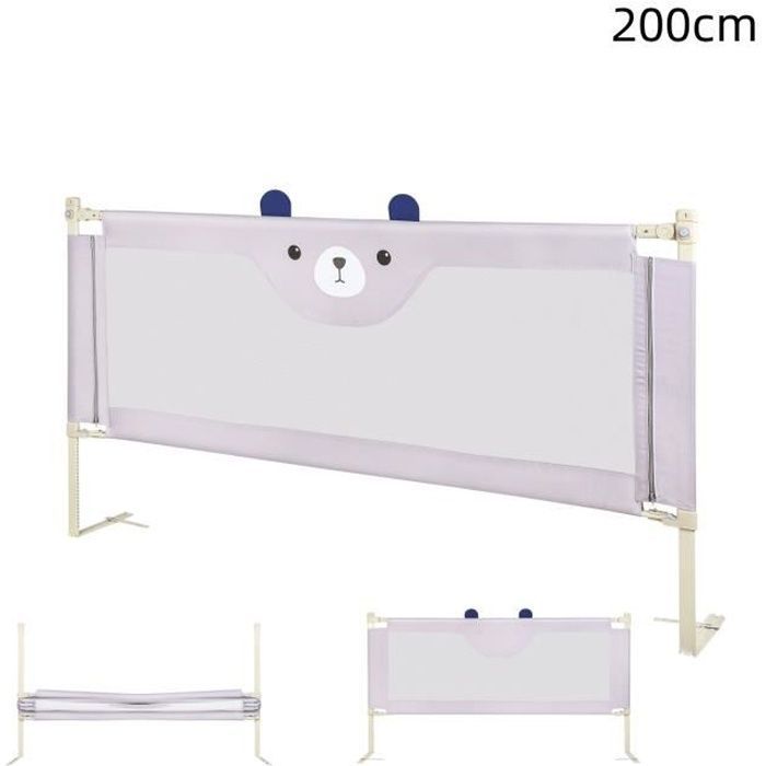 MENGDA Kinderbedhekje - 200 cm Bedrandbeschermer - Grijs - Stabiel en opvouwbaar