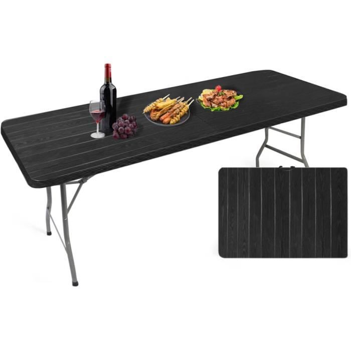 Mesa dobrável - IZTOSS - 185x77x78 cm - Preta - Retangular - Para exterior
