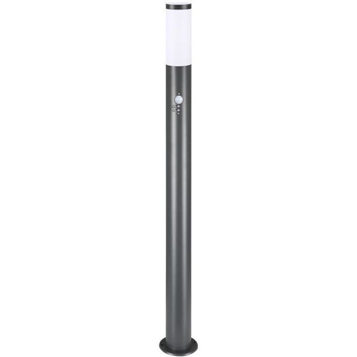 Lámpara de pie exterior de 100 cm, casquillo E27, luz de jardín con sensor de movimiento - Acero inoxidable - Antracita