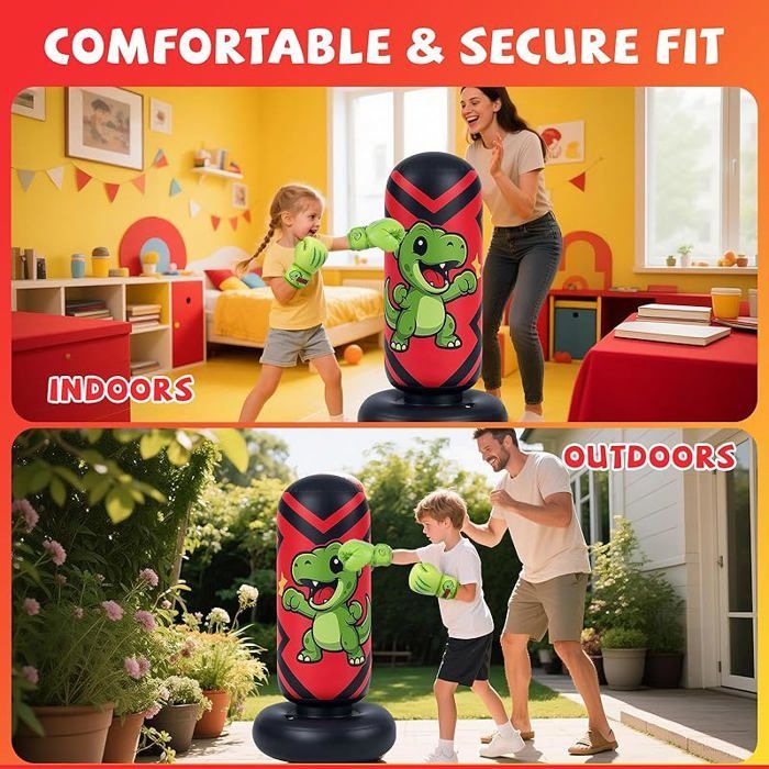 Sacco da boxe gonfiabile per bambini da 130 cm con guantoni, regalo perfetto per ragazzi e ragazze.