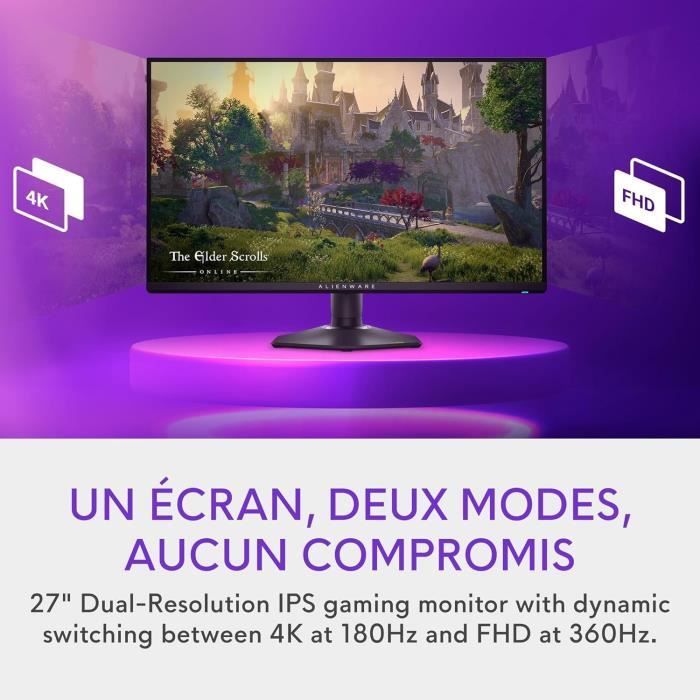 Monitor per PC da gaming - ALIENWARE - AW2725QF - 27 pollici - 4K UHD 3840x2160 - 360Hz - 0,5ms