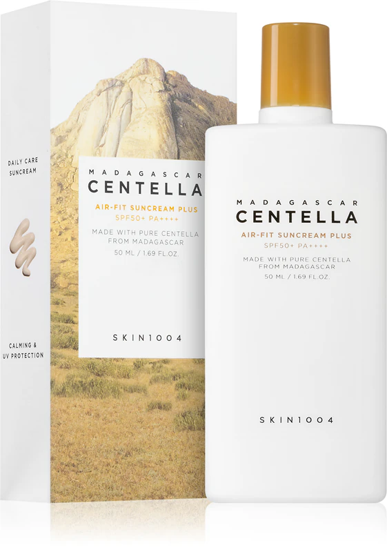SKIN1004 Madagascar Centella Air-Fit Suncream Plus, creme protetor solar mineral para pele sensível FPS 50+