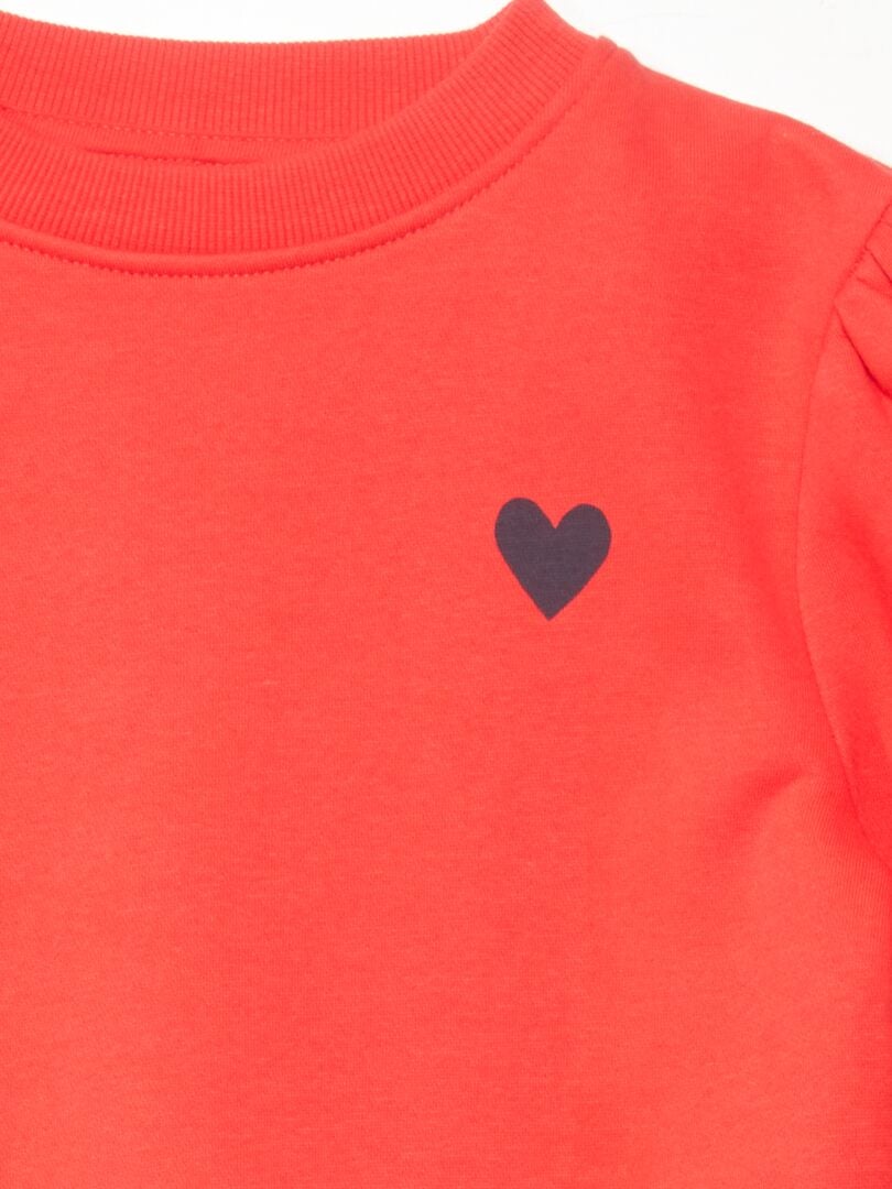 Trui met ronde hals van fleece - ROOD
