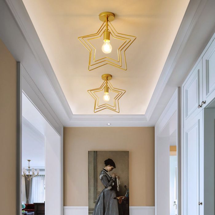 Lámpara de techo industrial creativa TOKIUS con forma de estrella, lámpara de techo moderna de metal, ajustable 360°, portalámparas E27 para habitación infantil o bar.