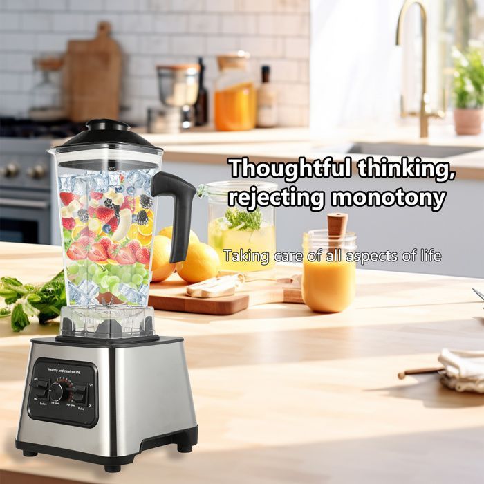 Ammattimainen monitoimitehosekoitin - 6000 W - 9 nopeutta - 2-in-1 - 2,5 l - 4 ruostumattomasta teräksestä valmistettua terää - monitoimikone