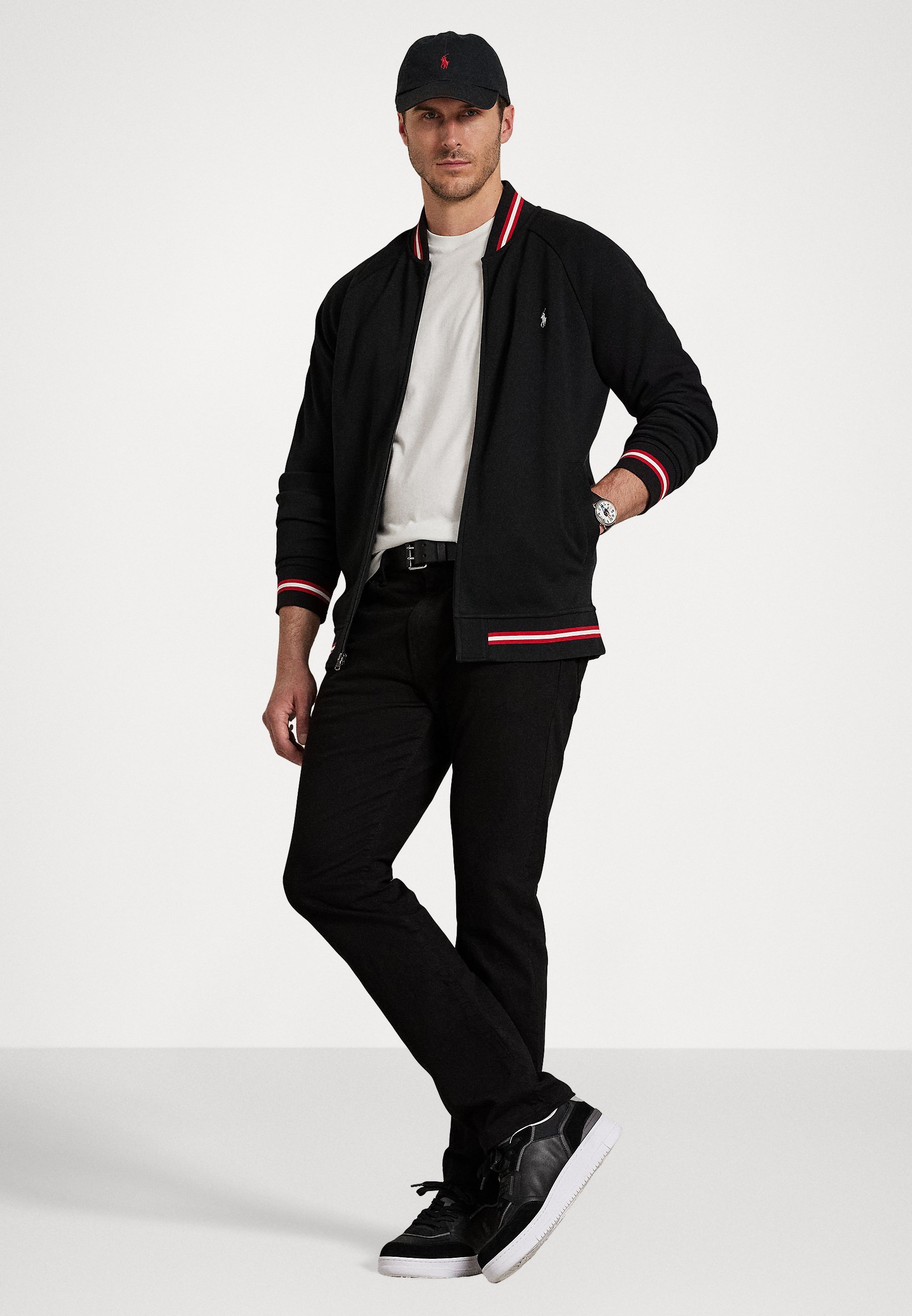Giacca bomber Polo Ralph Lauren Big & Tall in doppia maglia a rete - Giacca bomber - nera