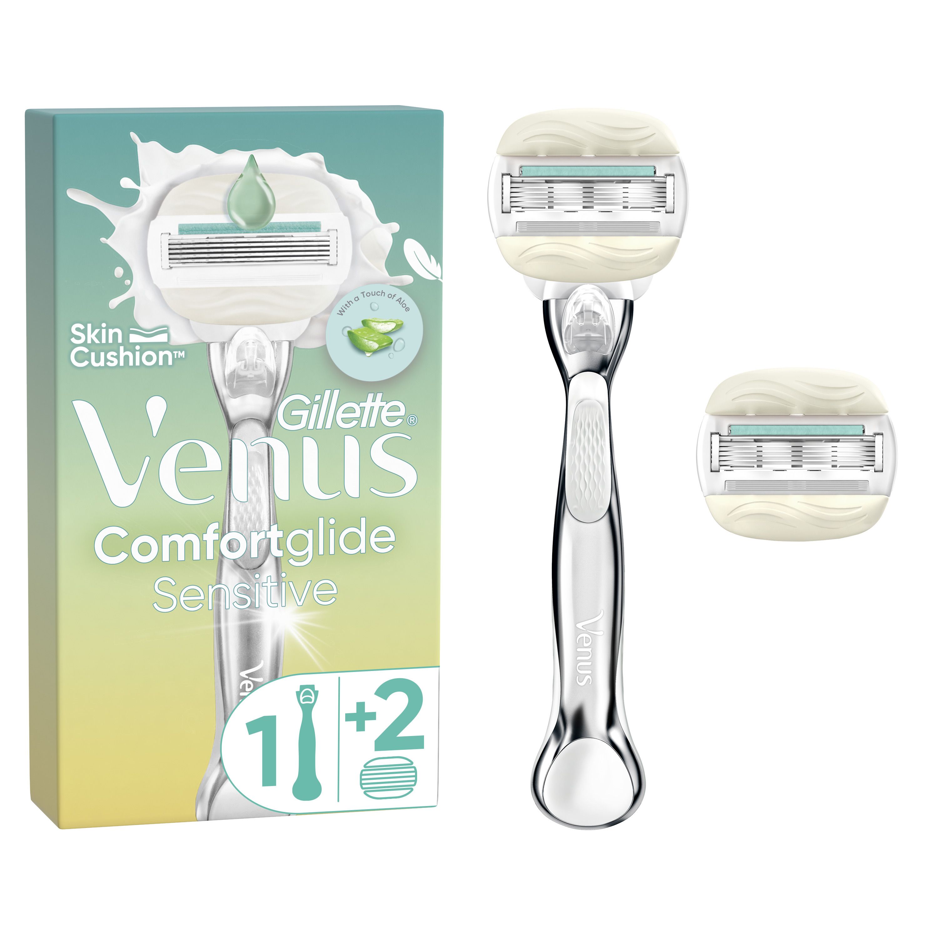 „Venus Sensitive Comfortglide“ 2 papildymai Moterų skustuvo peiliukai