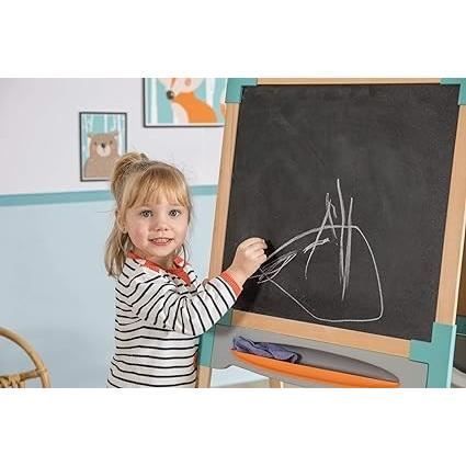 Smoby - Tableau en bois double face - Ardoise craie et Blanche magnétique - Pliable et hauteur ajustable - 80 accessoires - Dés 3ans