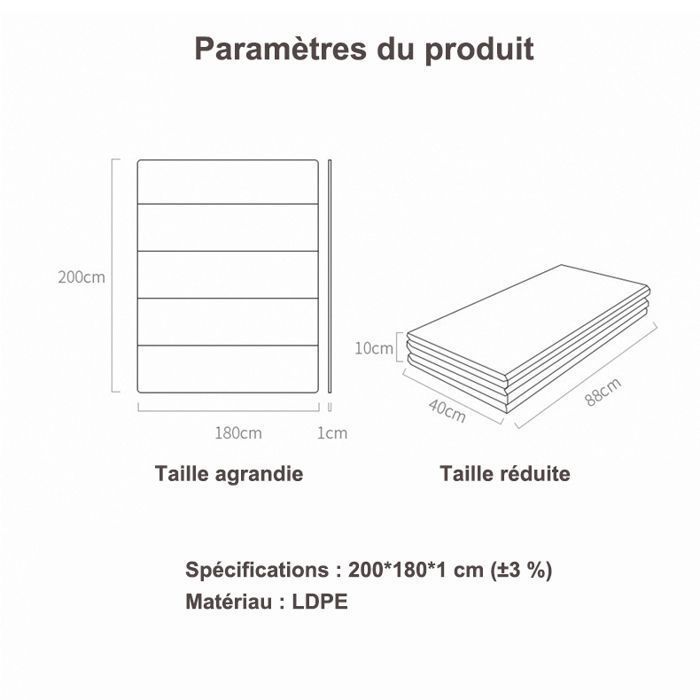Alfombra de juegos plegable, impermeable y de doble cara para bebés - 200x180x1cm - Alfombra de actividades - Segura para bebés, no tóxica, antideslizante