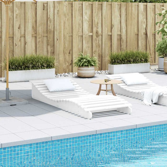 Tumbona vidaXL, tumbona para patio, cama de día para jardín, cama de día para piscina, terraza, balcón, moderna, madera blanca 832585