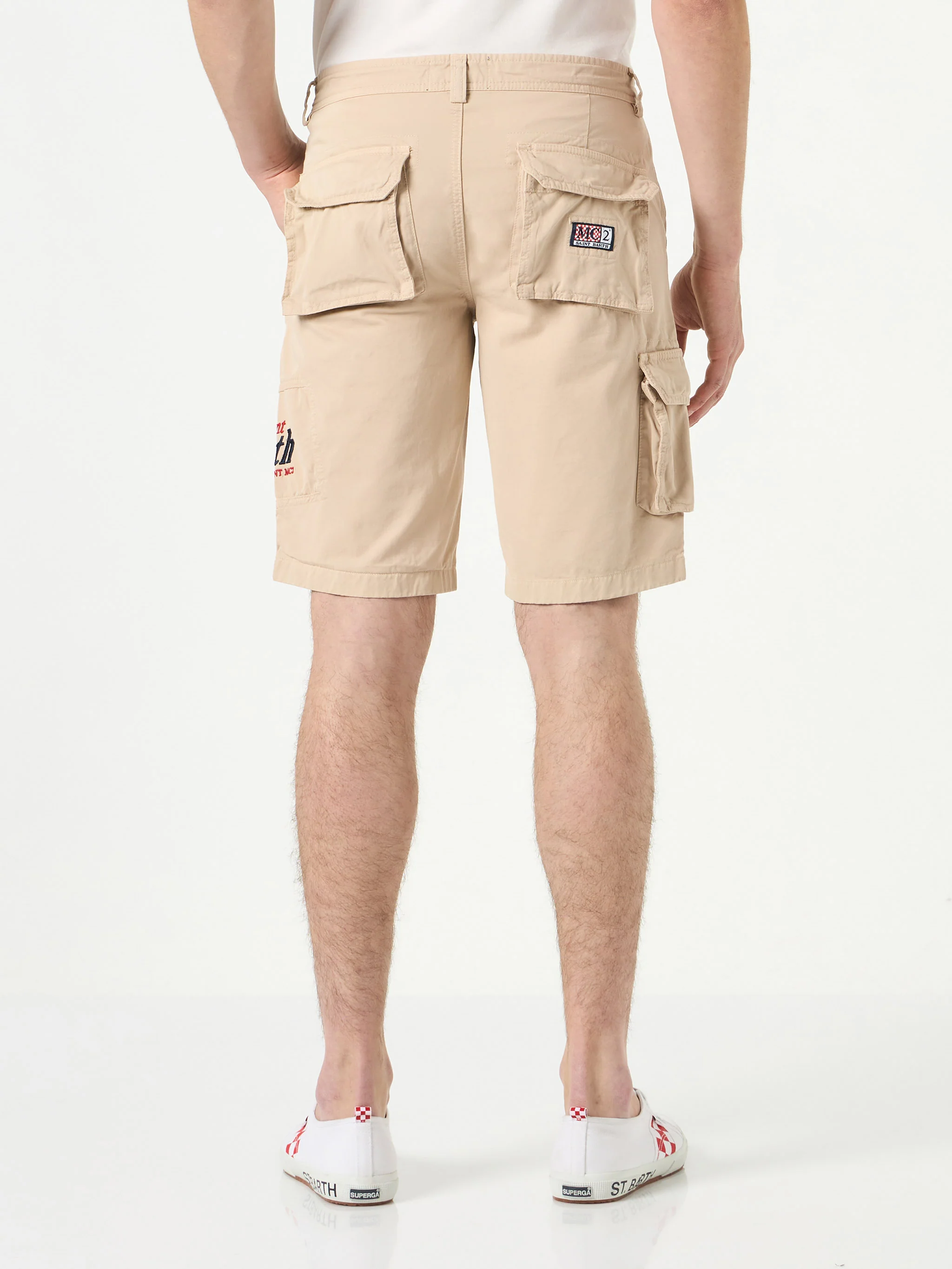 Beige cargo bermudashorts met zakken