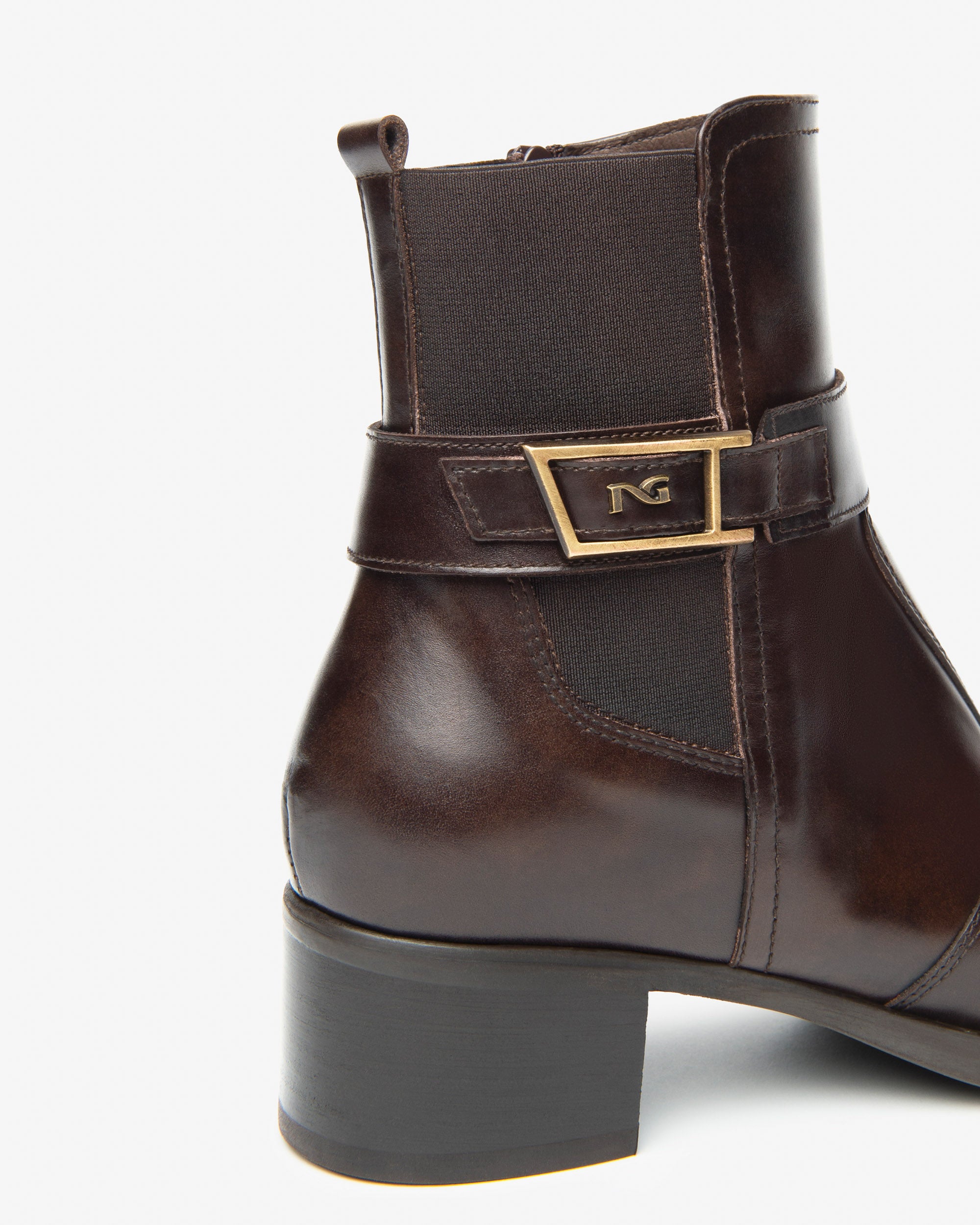  Damen-Ankle-Boots aus Leder und Stoff