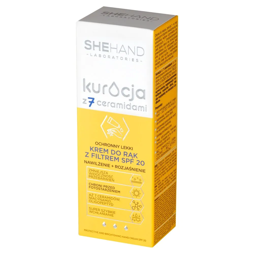 SheHand Kuracja z 7 ceramidami, ochronny lekki krem do rąkz filtrem SPF20 75 ml