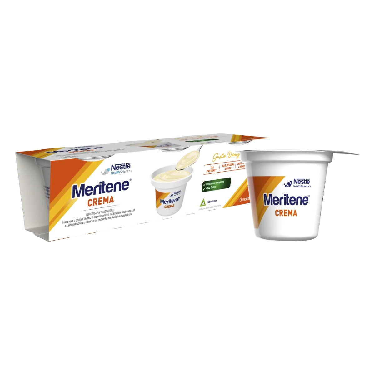 MERITENE Meritene Force et Vitalité Crème Vanille Dessert riche en protéines et en calories 3 x 125 g Crème riche en calories