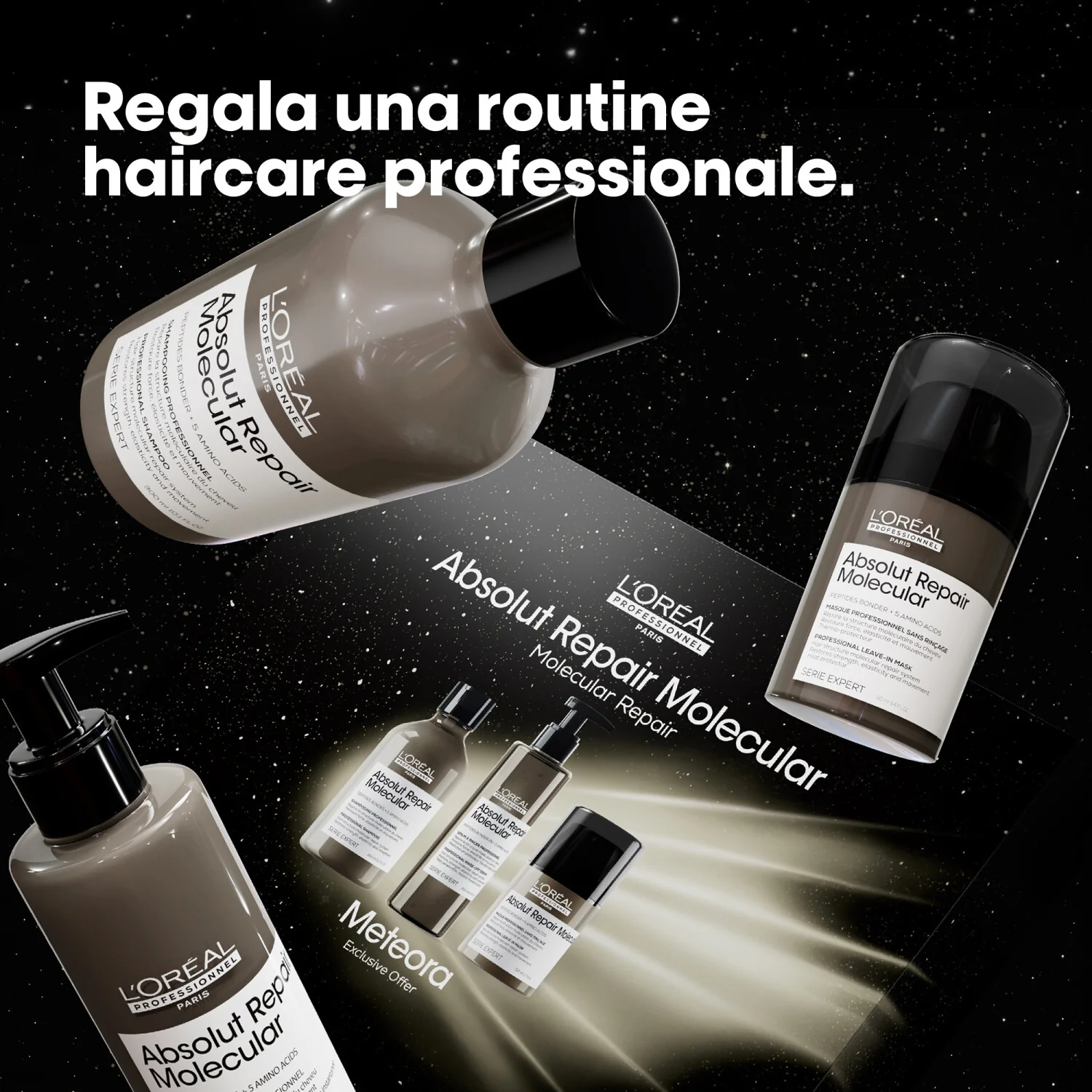 SERIE EXPERT New Cofanetto Natale Absolut Repair Molecular Shampoo, Conditioner e Crema leave-in - Cofanetti per Capelli, Shampoo Riparatore, Balsamo Riparatore Capelli, Spray Termo Protettivo