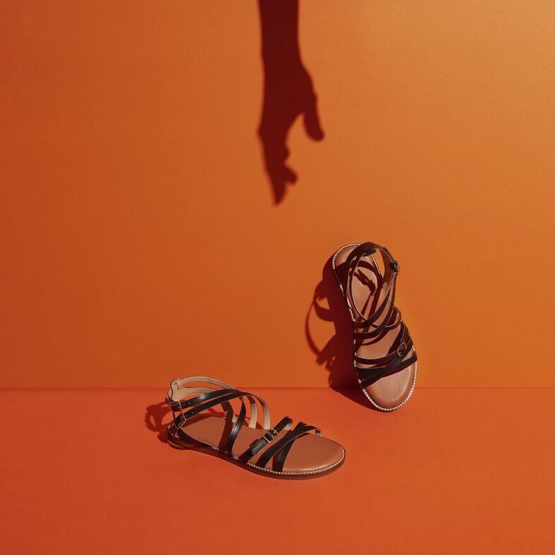 Sandalias negras para mujer / Zapatos de punta abierta
