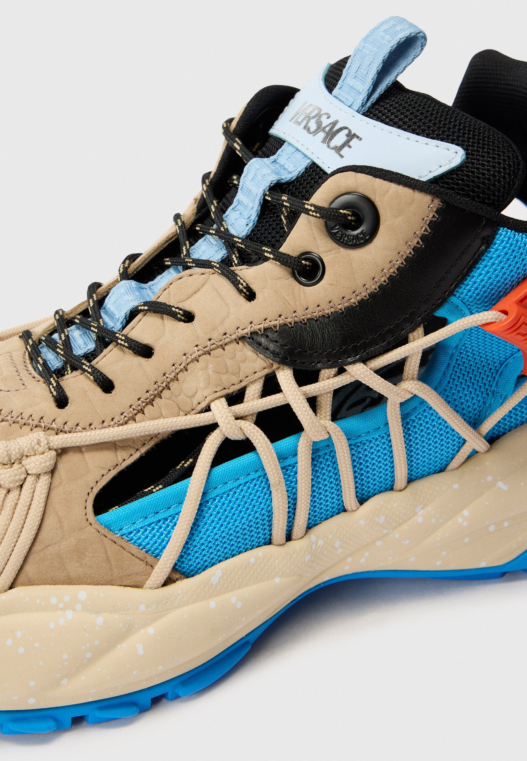 Versace sneakers - zand/zwart/blauwe hortensia/skiduiker