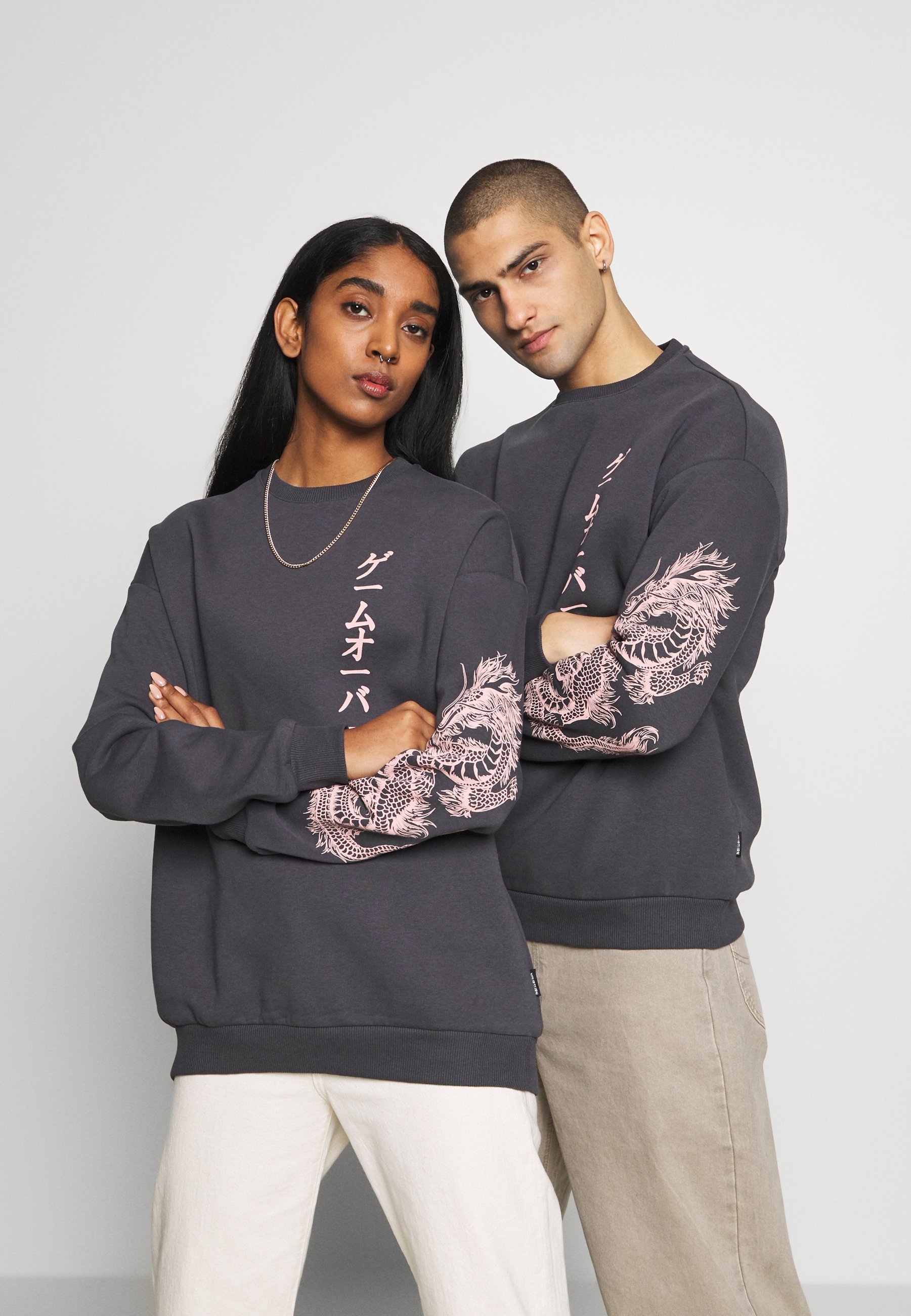 YOURTURN SLEEVES DRAGON CNECK - Sweatshirt - donkergrijs