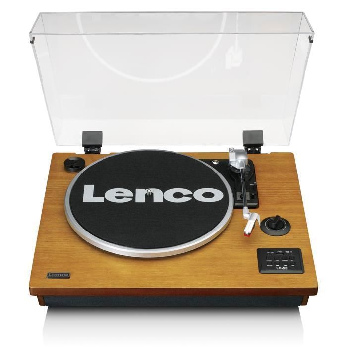 Giradischi - Lenco - Bluetooth, altoparlanti integrati, USB MP3, AUX, 2x5W RMS - LS-55WA - Marrone