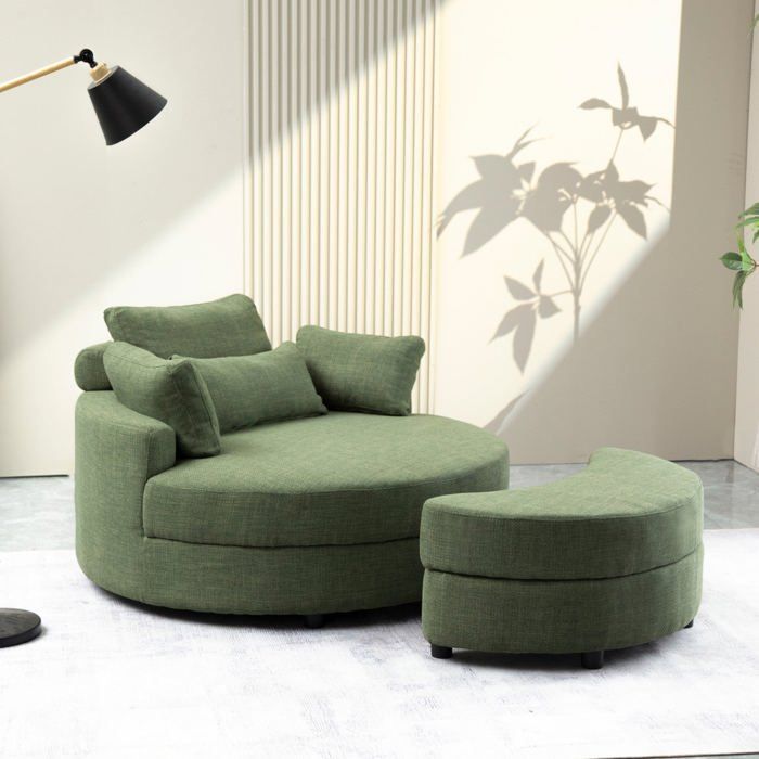 Poltrona YHL Voyura Q-MYD-2306-LIGHTGREEN comoda, rivestita in tessuto e con vano portaoggetti - Verde chiaro