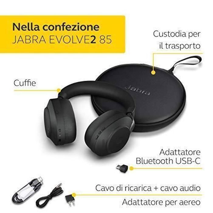 Fone de ouvido Jabra Evolve2 85 para PC - Sem fio - Cancelamento de ruído - Bateria de longa duração