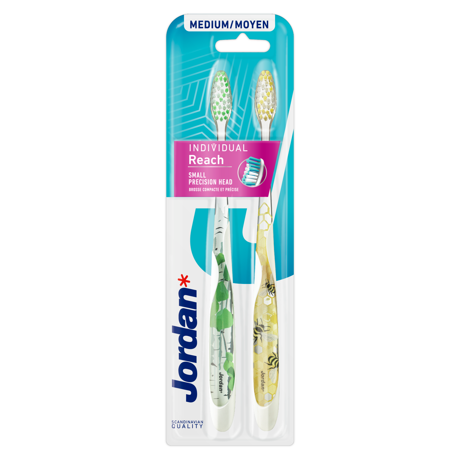 Cepillo de dientes individual Jordan Reach Medium, paquete de 2