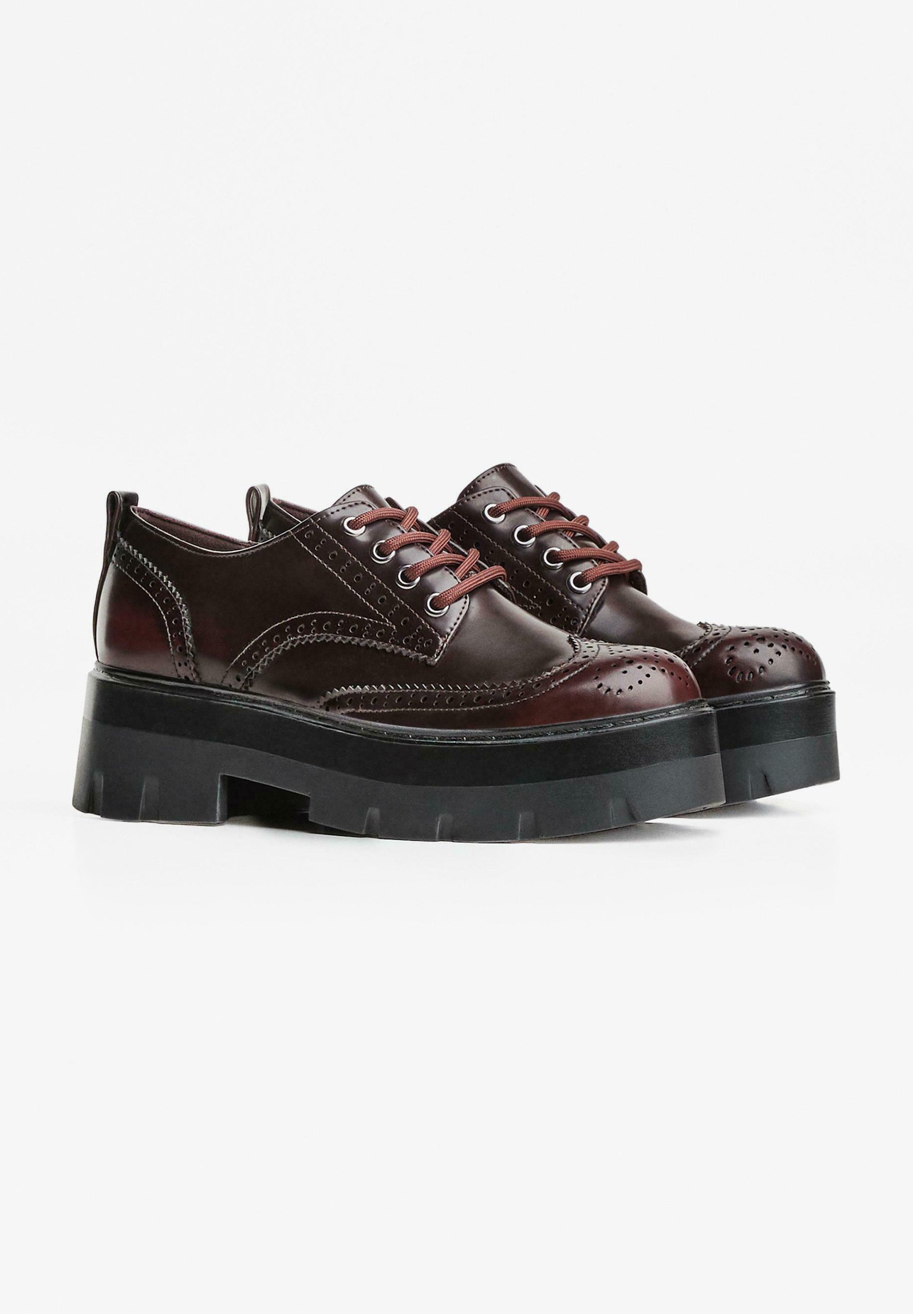 Bershka CHUNKY - DERBY - Veterschoenen - donkerbruin