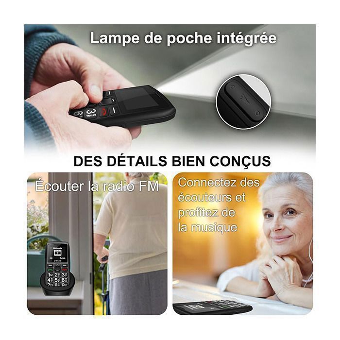 artfone C1+4G Téléphone Senior Portable Débloqué 1,77