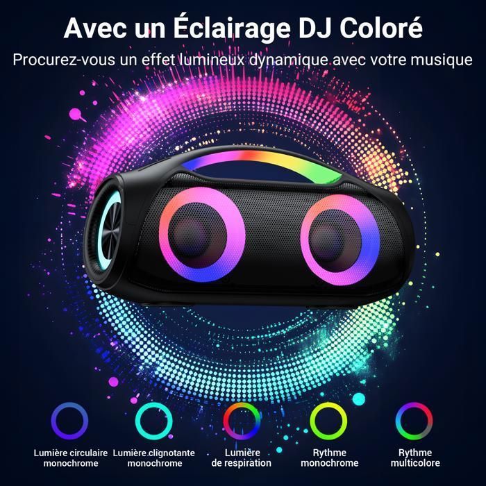 Altoparlante karaoke DJOIN con 2 microfoni wireless, potente altoparlante Bluetooth portatile da 40 W con bassi, luci RGB, AUX/TF/USB per