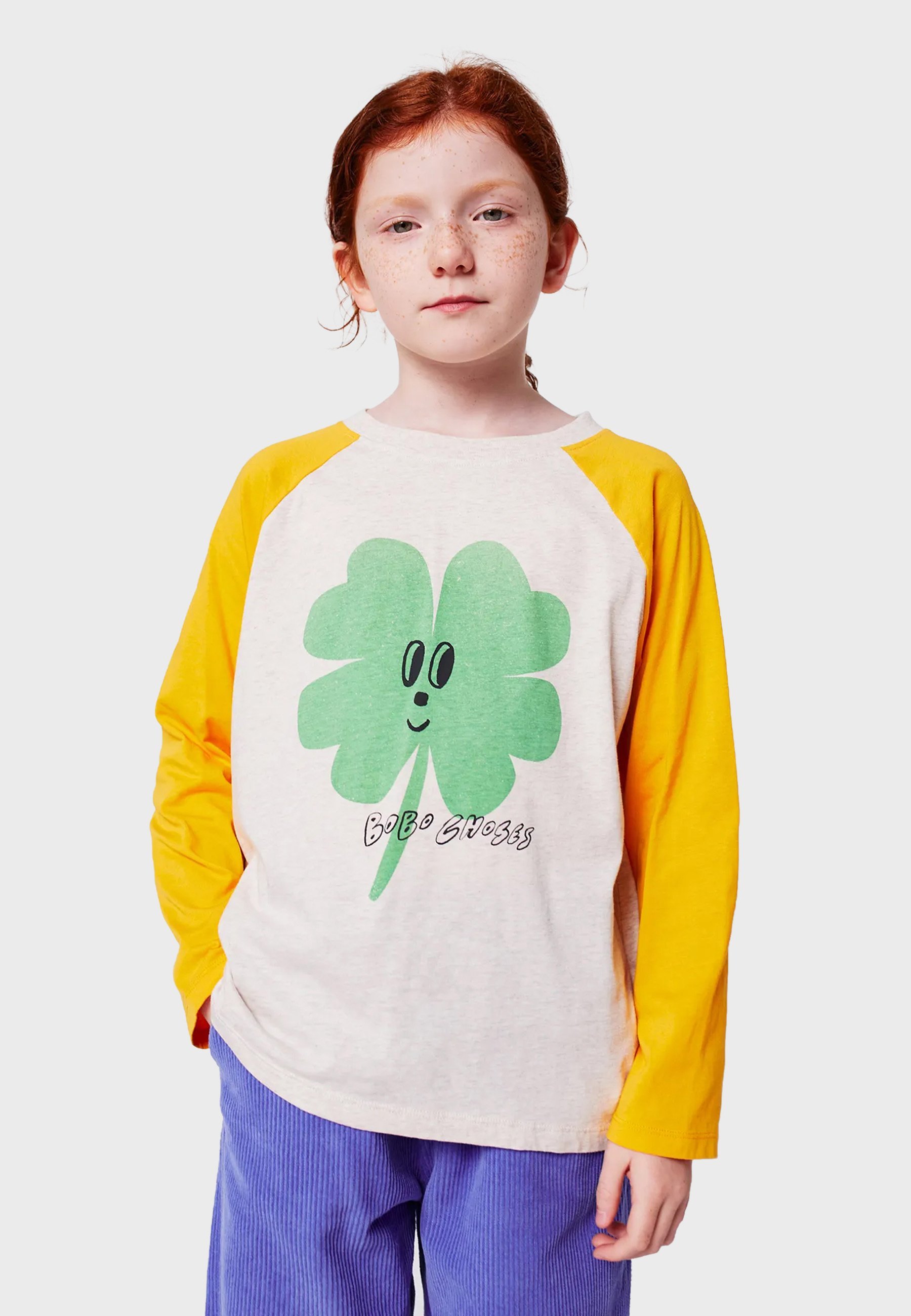 Bobo Choses Langarmshirt „Lucky Clover“ Unisex – Off-White