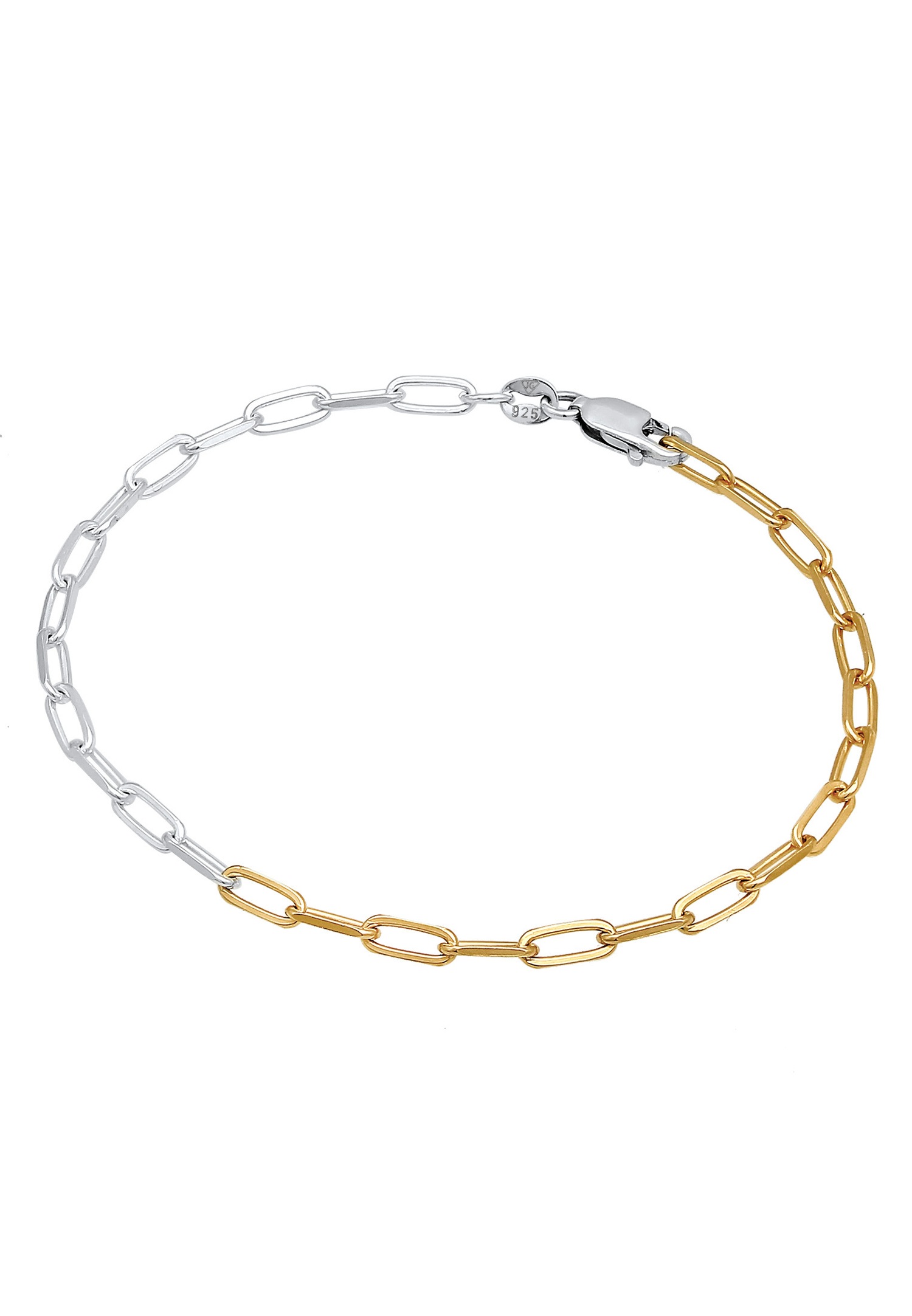 Elli Collier à maillons pour femmes - Ovale grossier de base réglable bicolore en plaqué or en argent sterling 925