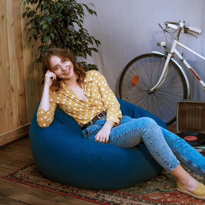 Lumaland Comfort Line M Zitzakstoel - Binnenzitzak - Wasbare hoes 120 L - 70 x 80 x 50 cm Donkerblauw