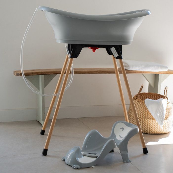 THERMOBABY VASCO 5-in-1 Badeset, Charmantes Grau – Hergestellt in Frankreich