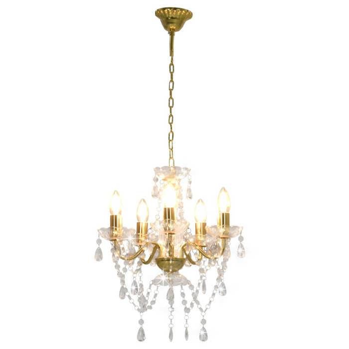 vidaXL Lustre avec Perles de Cristal Rond Lampe Suspendue Plafonnier Luminaire Eclairage Intérieur Salon Salle de Séjour 281602