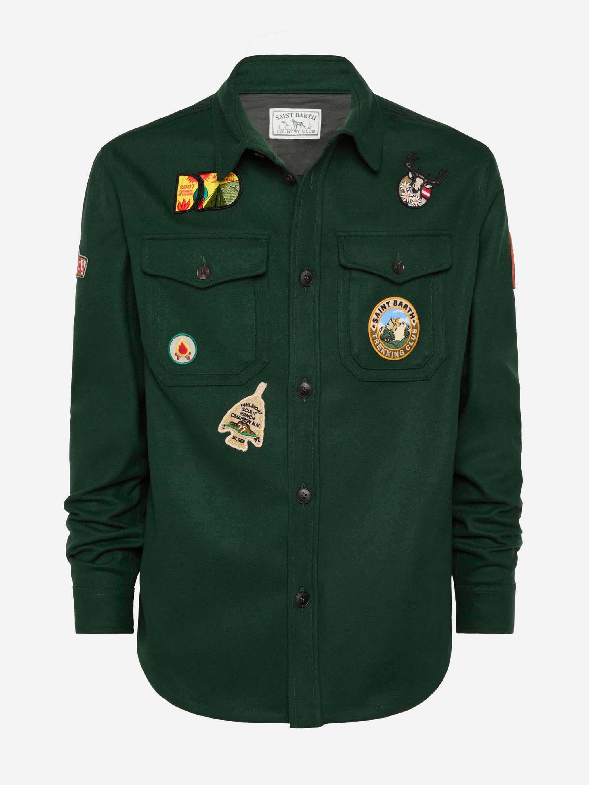 Chemise Burton en laine verte avec poches et écussons