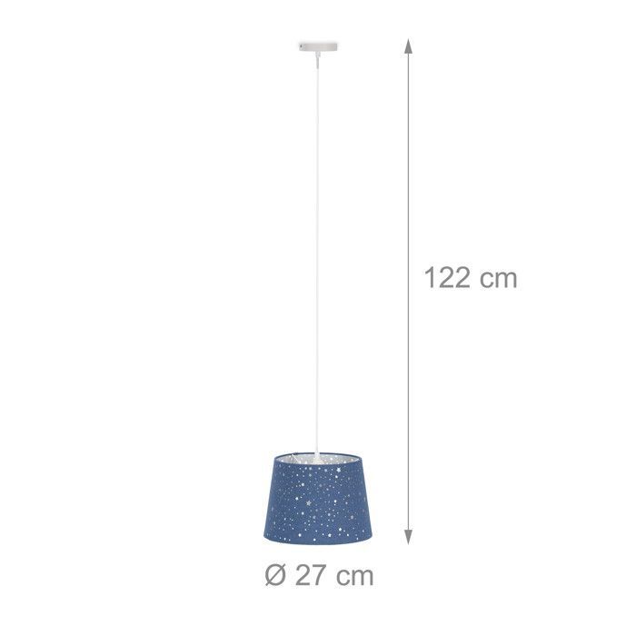 Relaxdays Lampe pour chambre d’enfants Etoiles, Abat-jour avec motif ciel étoilé, enfants,abat-jour rond, couleurs