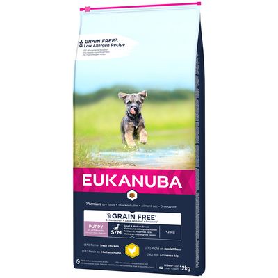 Eukanuba Grain Free Puppy Rase Mici și Medii - Pui