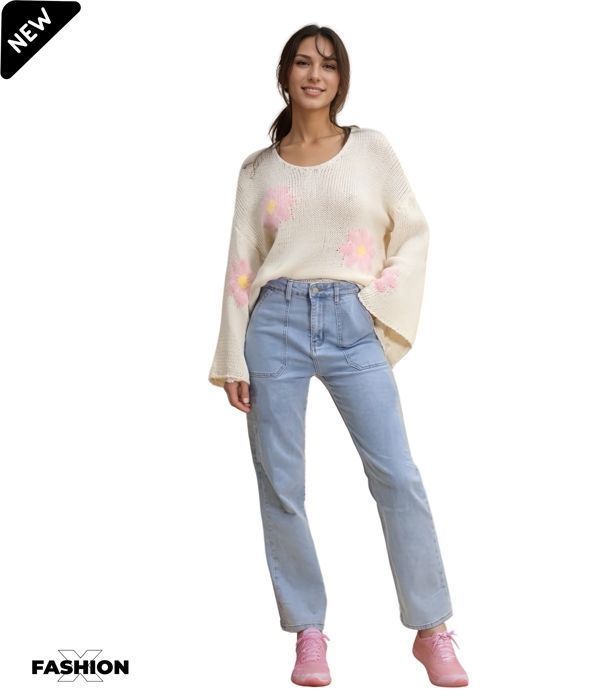 Pantalones vaqueros de mujer - G-SMACK - Pierna ancha - Cintura alta - Cómodos - Tallas grandes - Azul