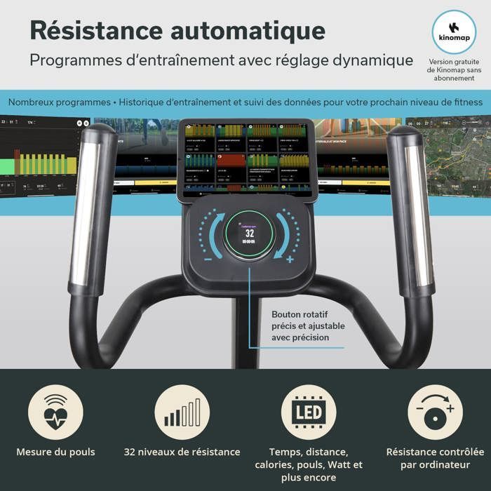 Ellittica Skandika Carbon P25-G Connected - Volano da 25 kg - Pieghevole - Autoalimentata