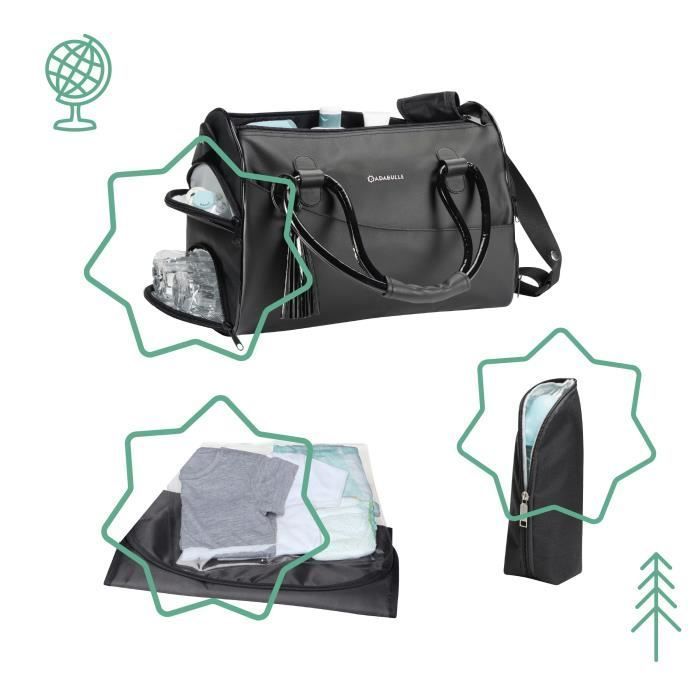 Borsa fasciatoio lucida BADABULLE, con numerose tasche interne ed esterne e fasciatoio incluso.