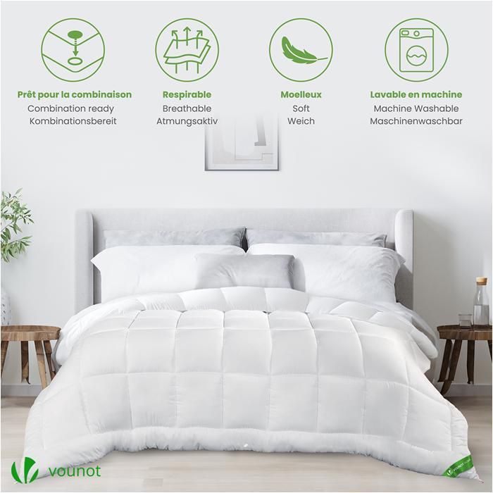Edredón ligero VOUNOT® 220x240cm 200gsm Blanco - Funda de microfibra suave y transpirable - Certificado Oeko-Tex