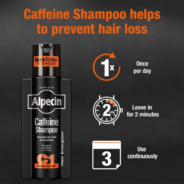 Alpecin Black férfi sampon és koffeines hajerősítő szett