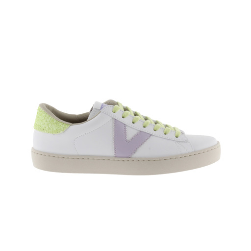 Victoria Berlin sneakers i kunstlæder med glitterhæl i fluorescerende farver og matchende snørebånd