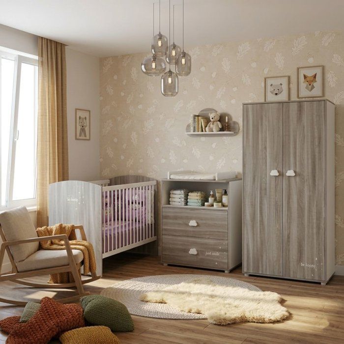 Armario infantil Smile Bear - Roble Flint - Blanco - 2 puertas - 168x85x57cm - Babyprice