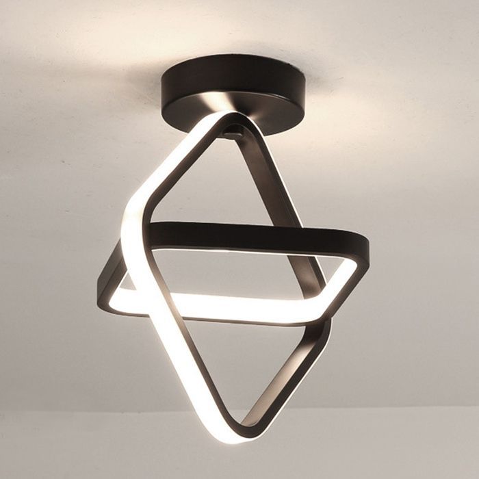 Lámpara de techo LED moderna WOTTES - Diseño geométrico, negra - para sala de estar, baño - Blanco cálido - 1 unidad Ø25*26CM