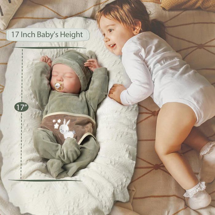 Reborn Doll - Evan - 17 inches - Soft vinyl body - Closed eyes - Unisex
